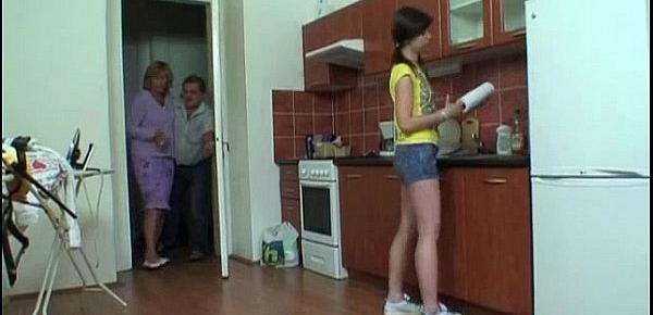  Granny Catches Husband Fucking Teen and Joins in